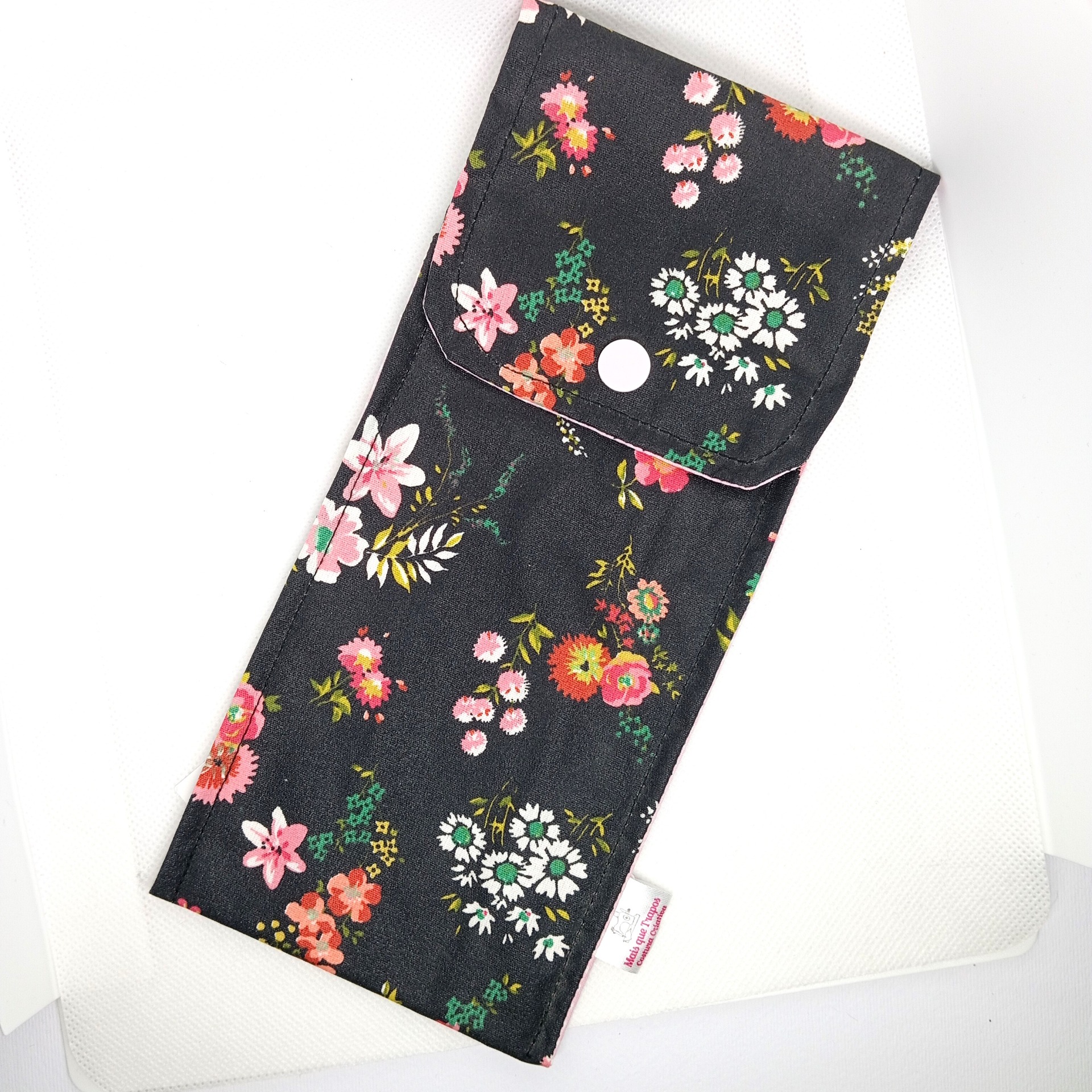 Bolsa Porta Escova e Pasta de Dentes – Floral Preto